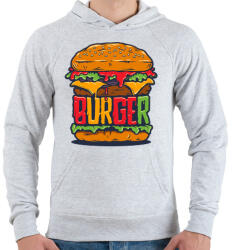 printfashion Hamburger - Férfi kapucnis pulóver - Sport szürke (12225)