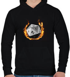 printfashion Lángoló D20 - Férfi kapucnis pulóver - Fekete (2624678)