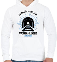 printfashion Vasutas szív, lélek - Férfi kapucnis pulóver - Fehér (7684749)