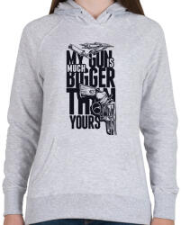 printfashion a fegyverem sokkal nagyobb, mint a tiéd - Női kapucnis pulóver - Sport szürke (4646844)