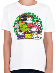printfashion Karácsonyi cicás- Meowy - Gyerek póló - Fehér (5721918)