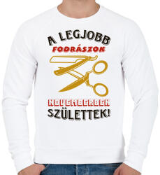 printfashion Fodrász szülinap november színes - Férfi pulóver - Fehér (5491050)
