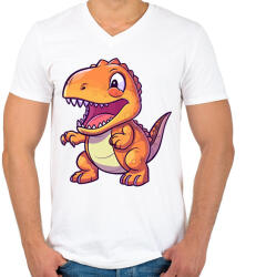 printfashion dino - Férfi V-nyakú póló - Fehér (15335110)