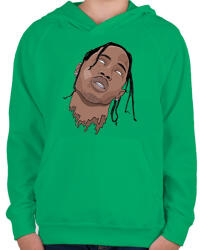 printfashion Travis Scott önkívület - Gyerek kapucnis pulóver - Zöld (2407347)