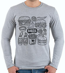 printfashion burger - Férfi hosszú ujjú póló - Sport szürke (15720305)