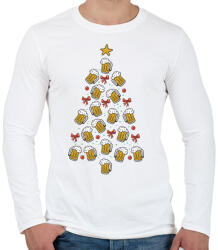 printfashion Sör karácsonyfa - Férfi hosszú ujjú póló - Fehér (5741176)
