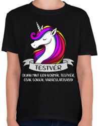 printfashion Testvér unikornis - Gyerek póló - Fekete (1470544)