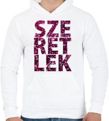 printfashion SZERETLEK - Férfi kapucnis pulóver - Fehér (261634)