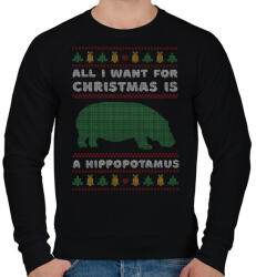 printfashion Karácsonyra vízilovat szeretnék - Férfi pulóver - Fekete (5648067)