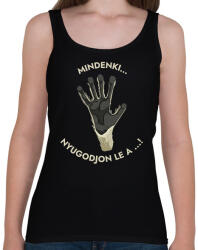 printfashion Mindenki nyugodjon le a . . . - Vicces feliratos minta - Női atléta - Fekete (12021665)