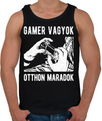 printfashion Gamer vagyok, otthon maradok - Férfi atléta - Fekete (1040133)