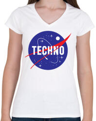 printfashion Nasa Techno - Női V-nyakú póló - Fehér (2603808)