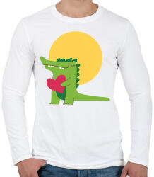 printfashion Szerelmes krokodil - Férfi hosszú ujjú póló - Fehér (1792681)