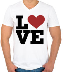 printfashion LOVE - Férfi V-nyakú póló - Fehér (1270633)