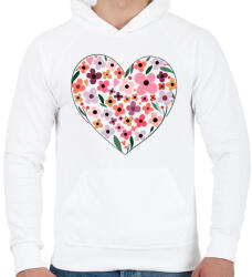 printfashion Virágos szív - Férfi kapucnis pulóver - Fehér (6537412)