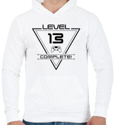 printfashion level-complete-13-black - Férfi kapucnis pulóver - Fehér (1077226)