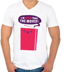 printfashion Könyv vs. film - Férfi V-nyakú póló - Fehér (4884163)