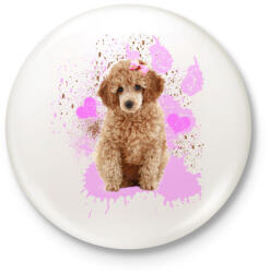 printfashion pudli - Kitűző, hűtőmágnes - Fehér (3080968)