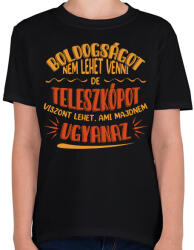 printfashion Boldogság - Teleszkóp - Gyerek póló - Fekete (9727010)