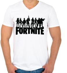printfashion Fortnite logo - Férfi V-nyakú póló - Fehér (1902681)