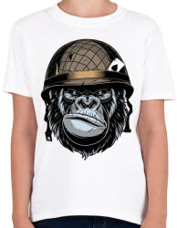 printfashion Gorilla Soldier - Gyerek póló - Fehér (2281568)