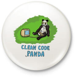 printfashion clean code panda - Kitűző, hűtőmágnes - Fehér (3081539)