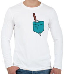 printfashion ZSEB-Kés - Férfi hosszú ujjú póló - Fehér (277975)