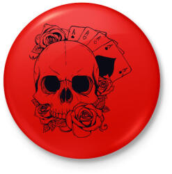 printfashion Póker koponya - Kitűző, hűtőmágnes - Piros (3631250)