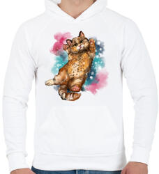 printfashion watercolor cat - Férfi kapucnis pulóver - Fehér (5600967)