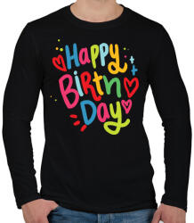printfashion Boldog szülinapot - Férfi hosszú ujjú póló - Fekete (1152604)