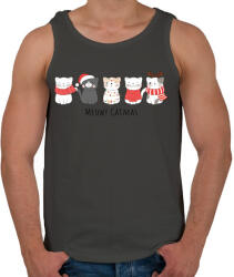 printfashion Meowy Catmas - Cicák - Férfi atléta - Sötétszürke (5464632)