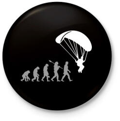 printfashion Ejtőernyős evolúció - Kitűző, hűtőmágnes - Fekete (14889470)