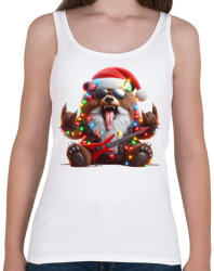 printfashion Vicces karácsonyi gitáros rocker party medve - Női atléta - Fehér (15239203)