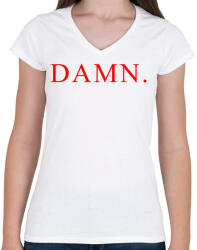 printfashion Damn - Női V-nyakú póló - Fehér (5241057)