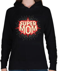 printfashion Super Mom - Női kapucnis pulóver - Fekete (6672610)