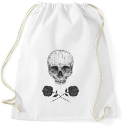 printfashion Skull N' Roses - Sportzsák, Tornazsák - Fehér (230886)