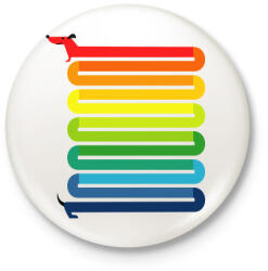 printfashion Szivárvány Kutya - Kitűző, hűtőmágnes - Fehér (3077838)