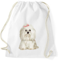 printfashion Máltai selyemkutyás póló - Sportzsák, Tornazsák - Fehér (1010715)