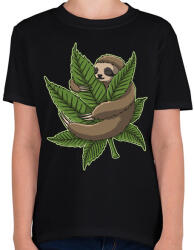 printfashion Chilling Sloth - Gyerek póló - Fekete (6592643)