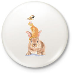 printfashion Bird, Cat, Rabbit - Kitűző, hűtőmágnes - Fehér (3081374)