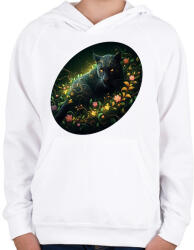 printfashion Fekete párduc - Gyerek kapucnis pulóver - Fehér (14777722)