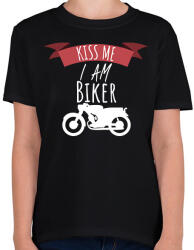 printfashion Kiss me - Gyerek póló - Fekete (2244314)