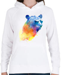 printfashion Sunny bear - Női kapucnis pulóver - Fehér (235364)