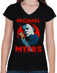 printfashion Michael Myers - Női V-nyakú póló - Fekete (16677371)