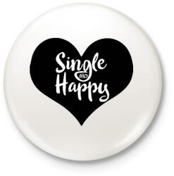 printfashion Boldog szingli - Kitűző, hűtőmágnes - Fehér (3076436)