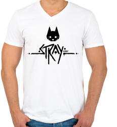 printfashion Stray black - Férfi V-nyakú póló - Fehér (7579155)