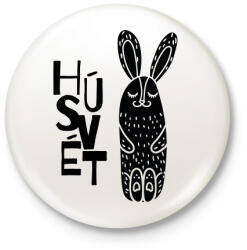 printfashion Húsvét - Fekete nyúl - Kitűző, hűtőmágnes - Fehér (6335361)