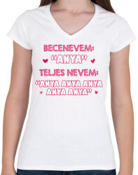 printfashion Becenevem: Anya - Női V-nyakú póló - Fehér (13294408)