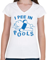 printfashion I pee in pools - Női V-nyakú póló - Fehér (13555122)
