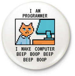 printfashion I am programmer (black) - Kitűző, hűtőmágnes - Fehér (7244474)